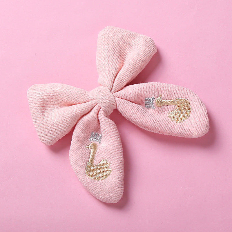 Toddlers Newborn Kid Baby Fashion Girls Bowknot Embroidered Hairpin Hair Accessories