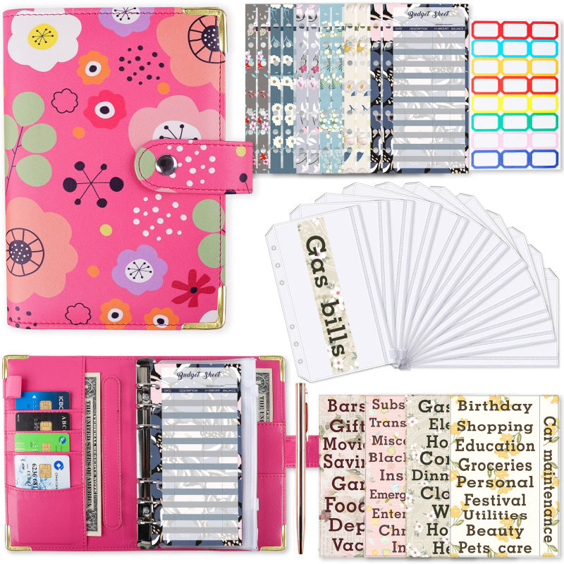 A6 Zipper Bag Color Printing Binder PU Leather Handbook Notebook