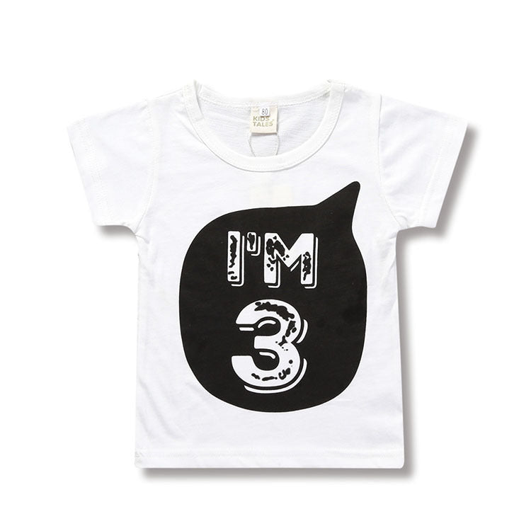 Kids Toddler Boys Girls Casual Cute Letter Round Neck Short Sleeve T-Shirt