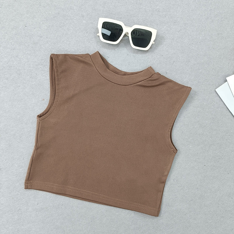 Children Kids Toddlers Girls Casual Solid Color Short-Sleeved T-Shirt