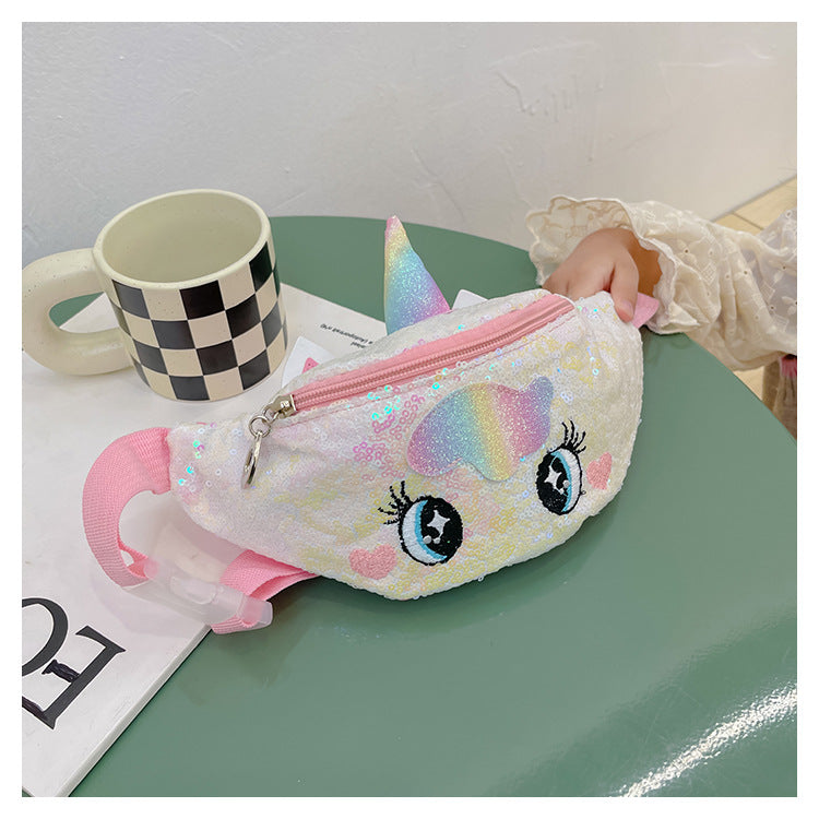 Kids Casual Cute Cartoon Sequins Waist Chest Bag