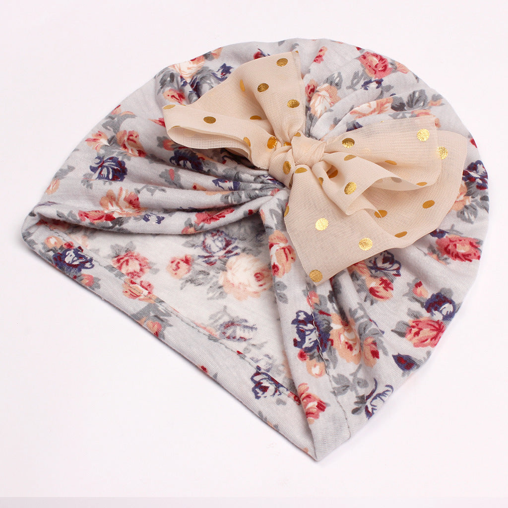 Newborn Cute Bow Tiny Flower Turban Cap
