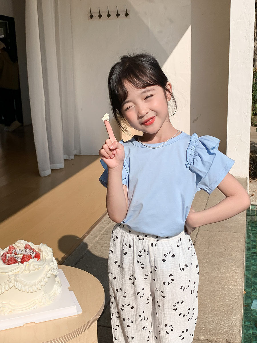 Kids Toddler Girls Fashion Casual Cute Solid Color Short Sleeve T-Shirt