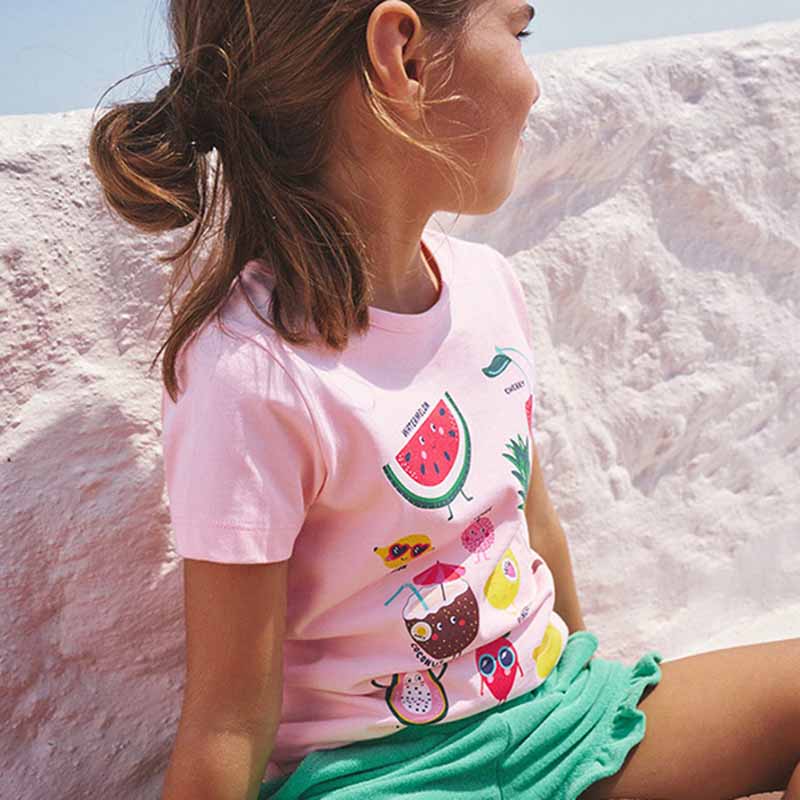 Kids Toddler Girls Casual Cute Fruit Print Short Sleeve Round Neck T-Shirt