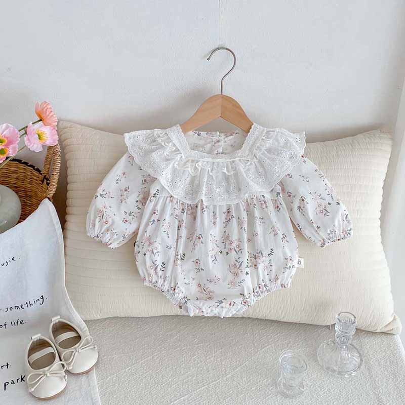 Kids Baby Girls Casual Cute Plaid Print Long Sleeve Romper