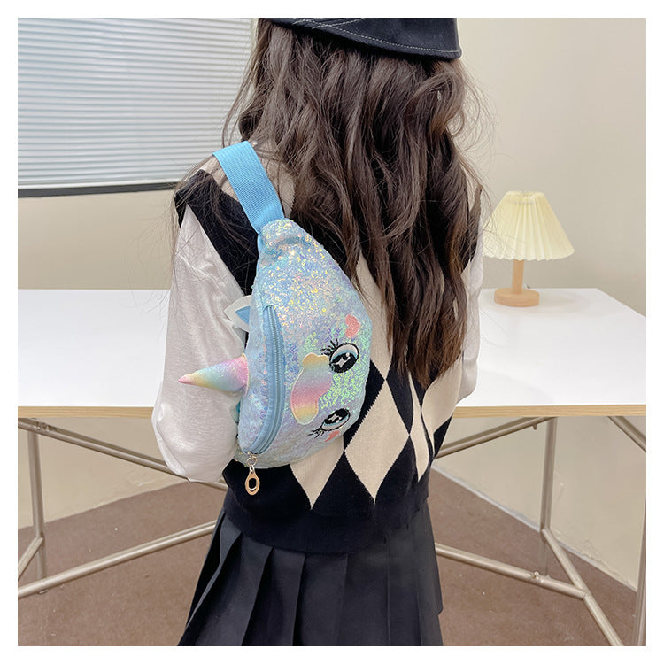 Kids Casual Cute Cartoon Sequins Waist Chest Bag