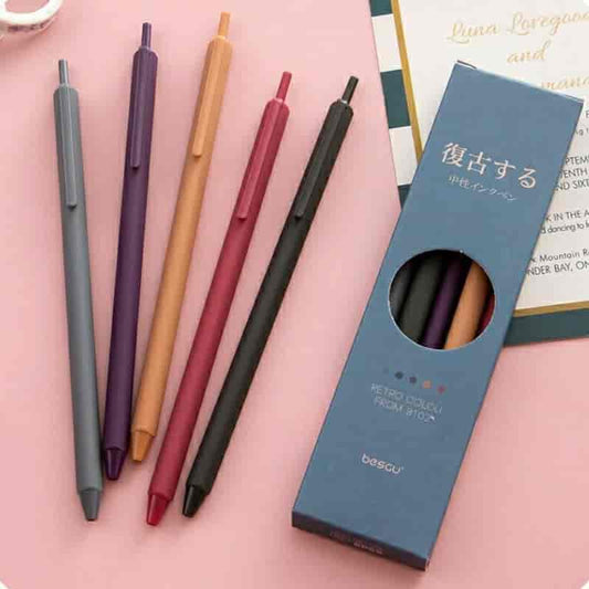 5pcs/set Solid Color Student Gel Pen