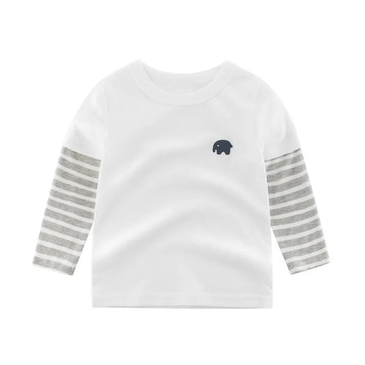 Kids Toddler Boys Casual Cute Cartoon Stripe Long Sleeve T-Shirt