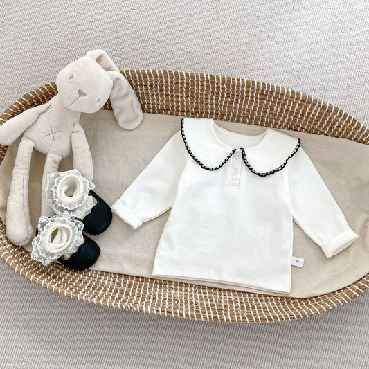 Kids Baby Girls Casual Cute Long Sleeve Lapel T-Shirt
