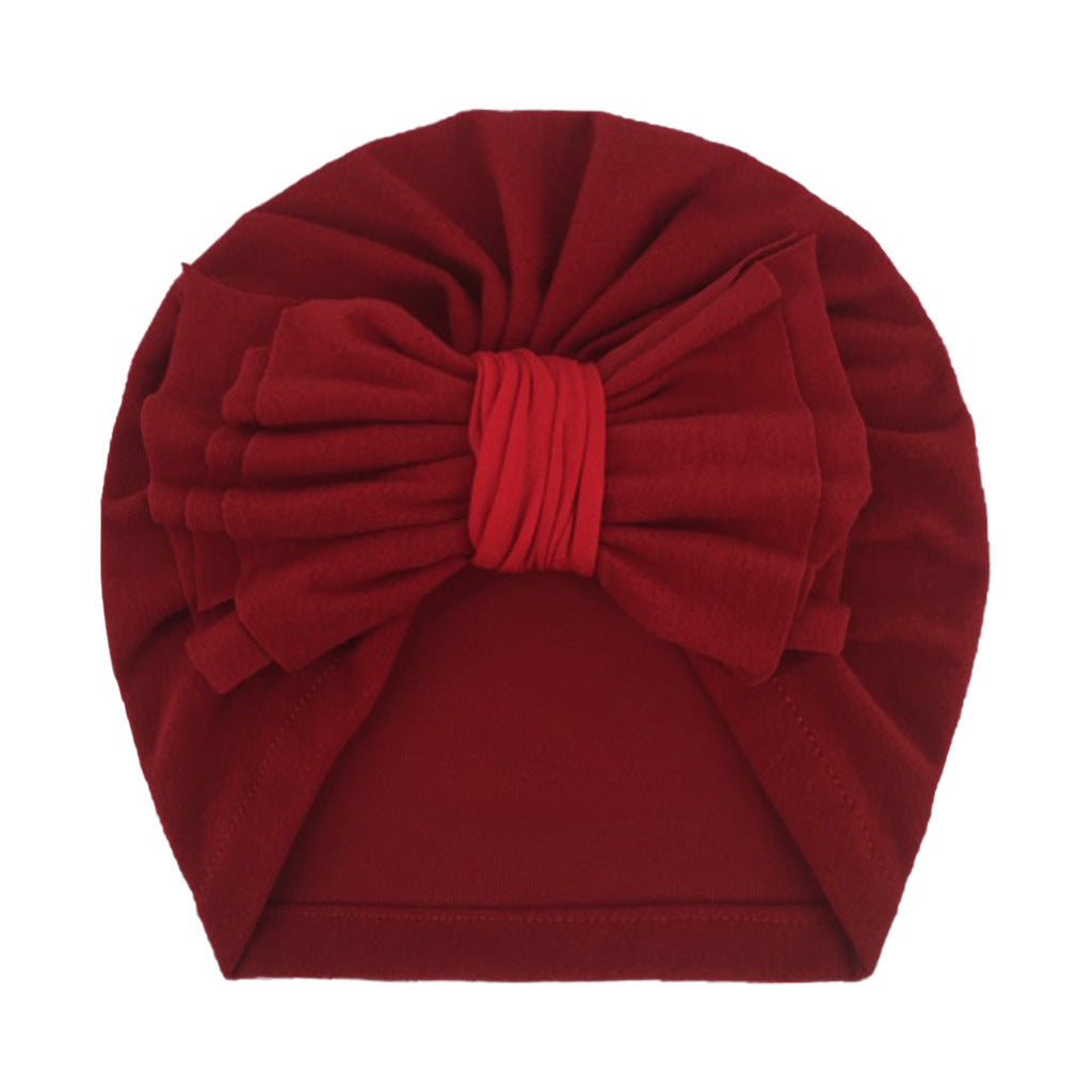Newborn Cute Solid Color Bow Turban Cap