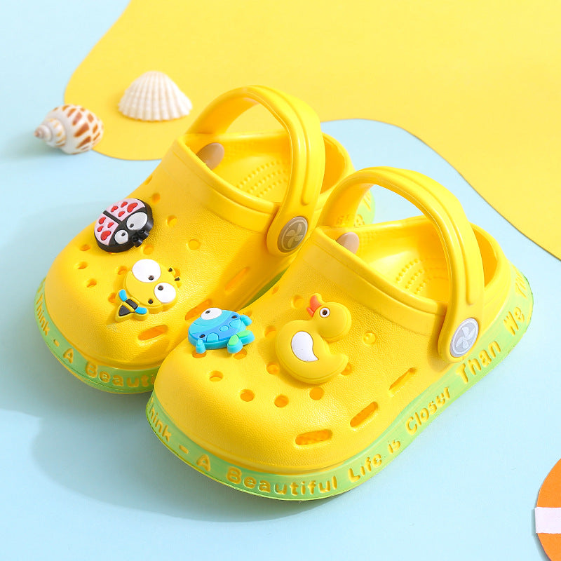 Kids Cute Cartoon Animal Duckling Coccinella Septempunctata Bee Soft Bottom Non-slip Cover Toe Slippers
