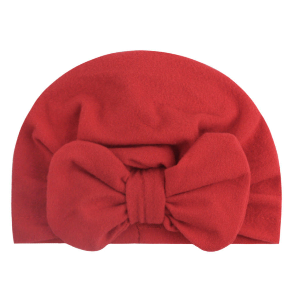 Newborn Cute Solid Color Bow Turban Cap