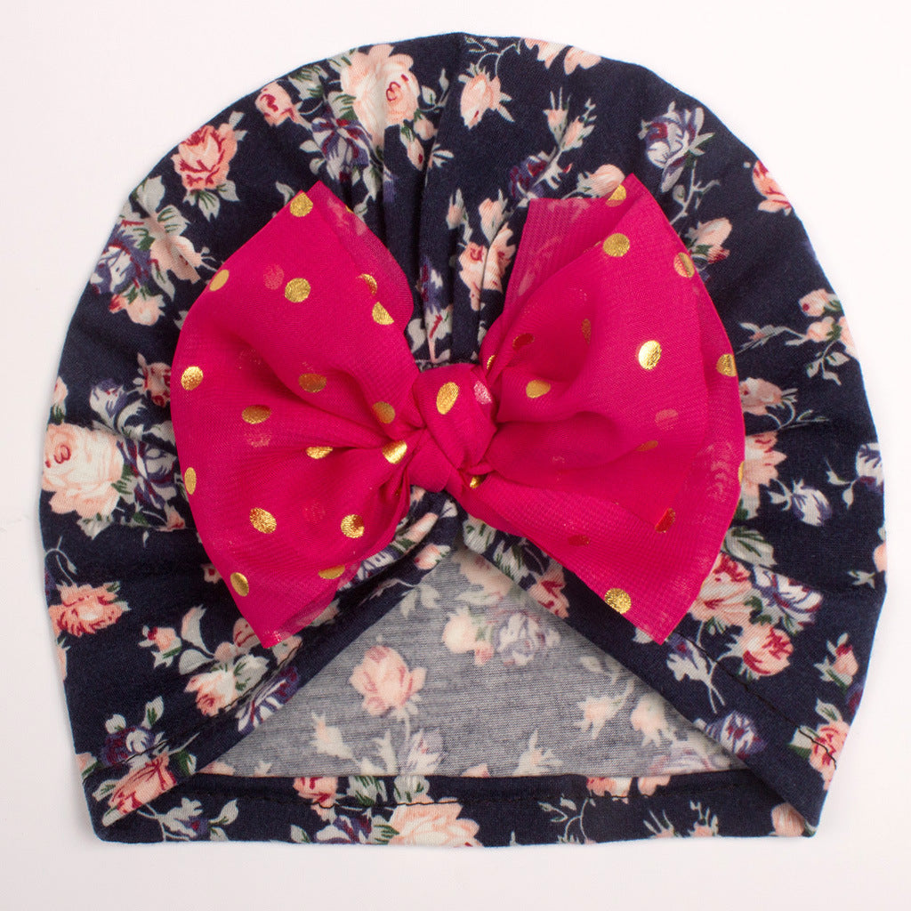 Newborn Cute Bow Tiny Flower Turban Cap