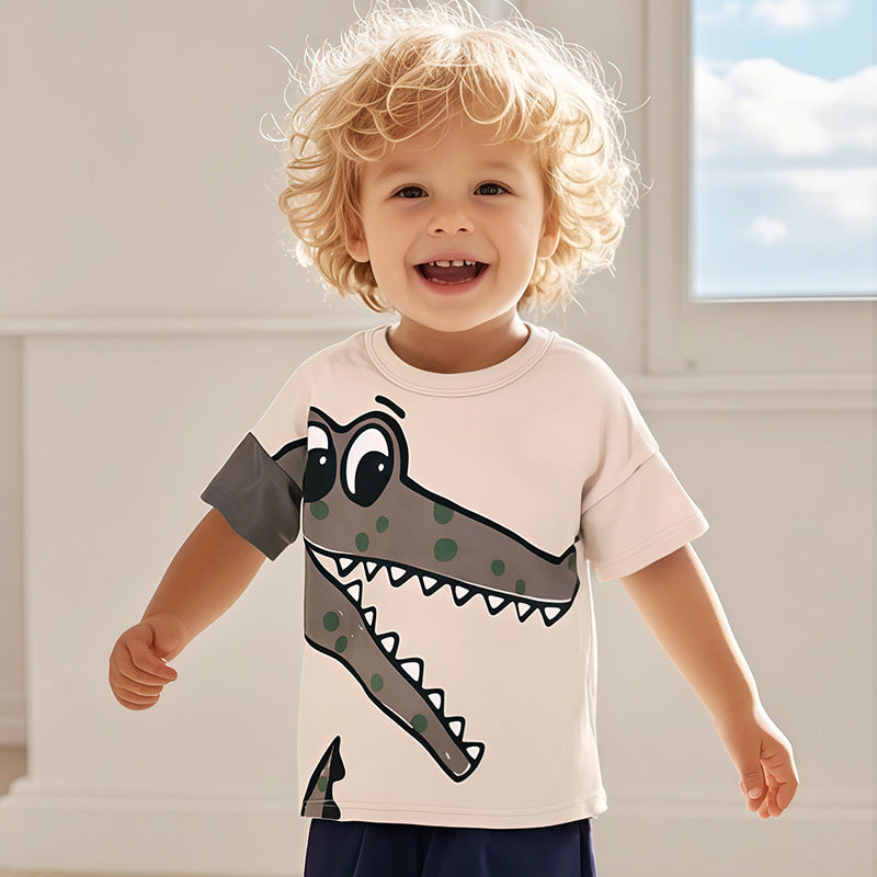 Kids Toddler Boys Casual Cartoon Short Sleeve T-Shirt