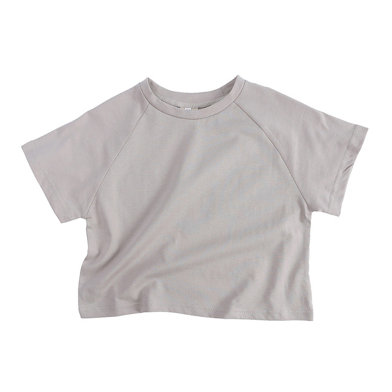 Children Kids Toddlers Girls Boys Boys Short Sleeve Solid Color T-Shirt