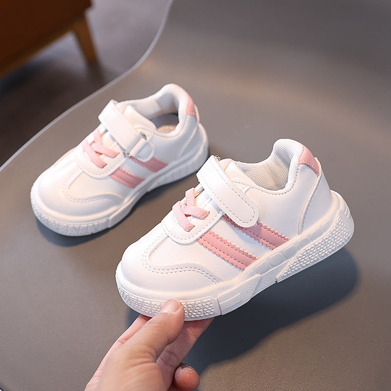 Kids Unisex Casual Cute Versatile Stripe Velcro Thick-Soled Sneakers