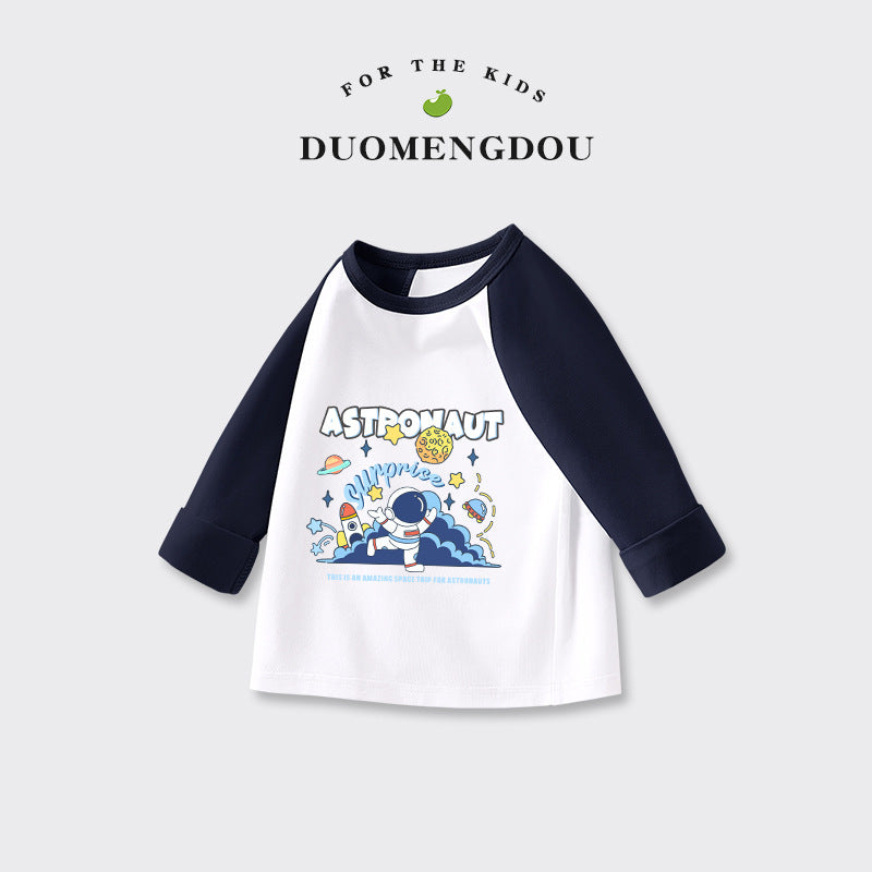 Kids Toddler Boys Girls Casual Cute Cartoon Print Long Sleeve Round Neck T-Shirt