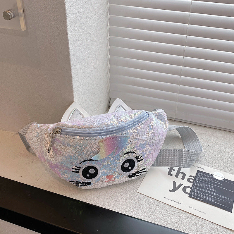 Kids Casual Cute Cartoon Sequins Waist Chest Bag