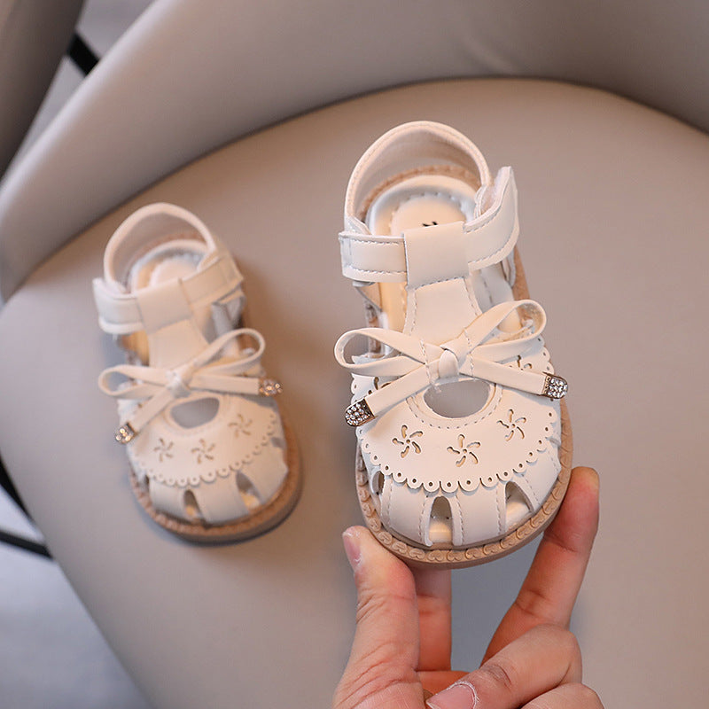 Kids Girls Summer Casual Cute Bow Velcro Sandals