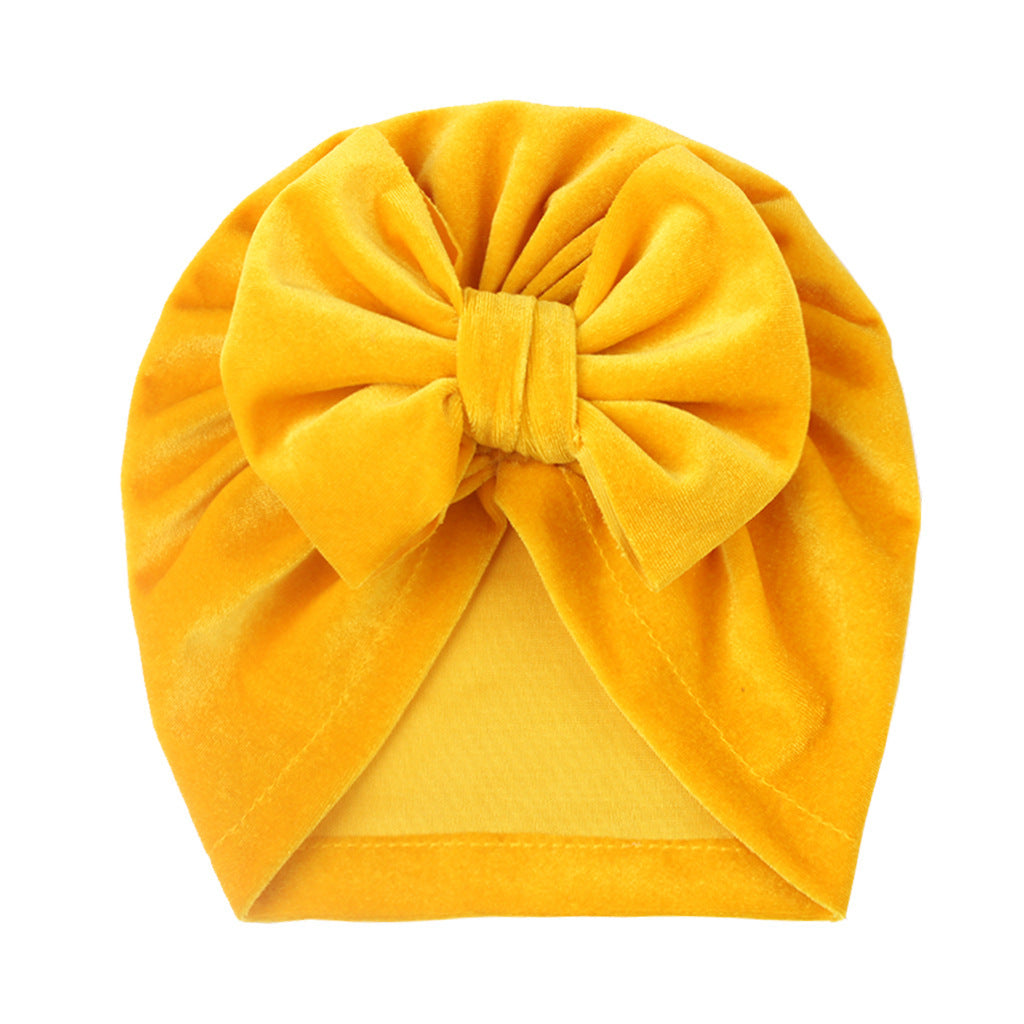 Newborn Cute Solid Color Bow Turban Cap