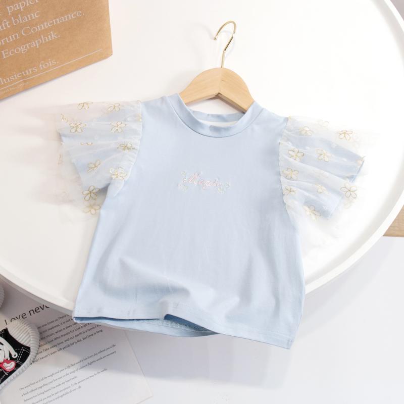 Children Kids Toddlers Girls Mesh Short Sleeve T-Shirt