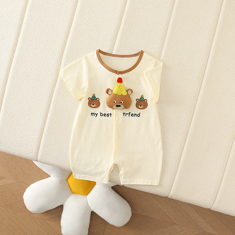 Kids Baby Boys Girls Cute Cartoon Short Sleeve Romper
