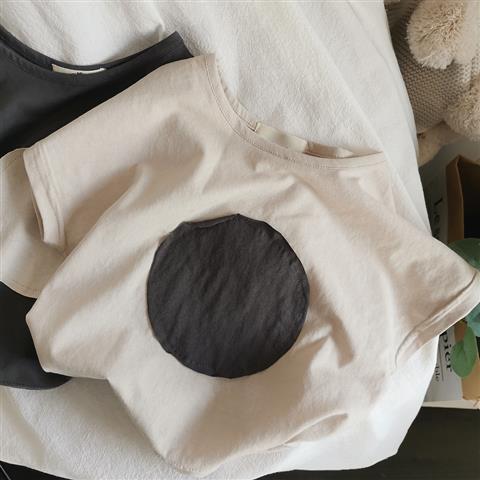 Kids Casual Round Neck Short Sleeve Color Blocking Loose T-shirt