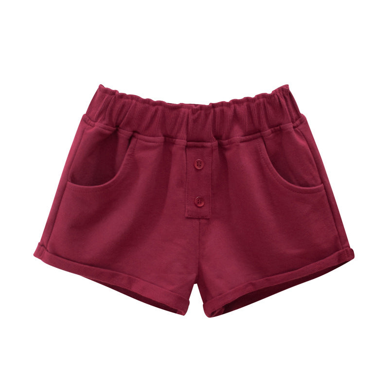 Kids Girls Basic Solid Color Casual Elastic Shorts