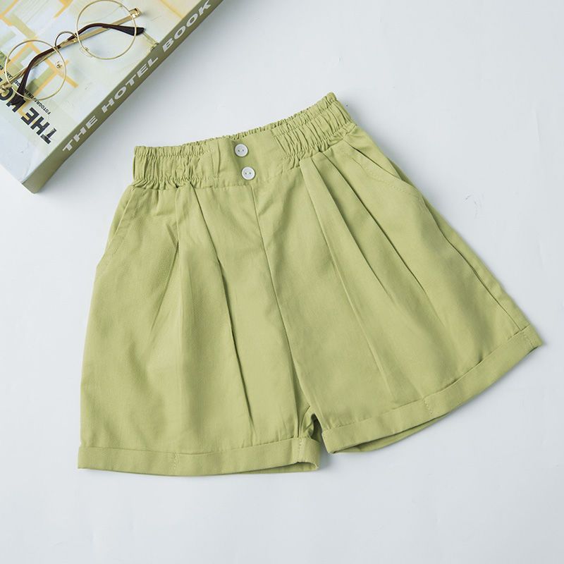 Girls Simple Solid Color Shorts
