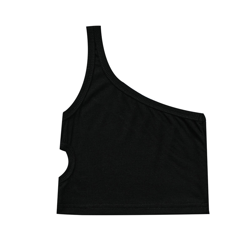 Kids Girls Basic Solid Color Shoulder Strap Cut Out Causal Vest