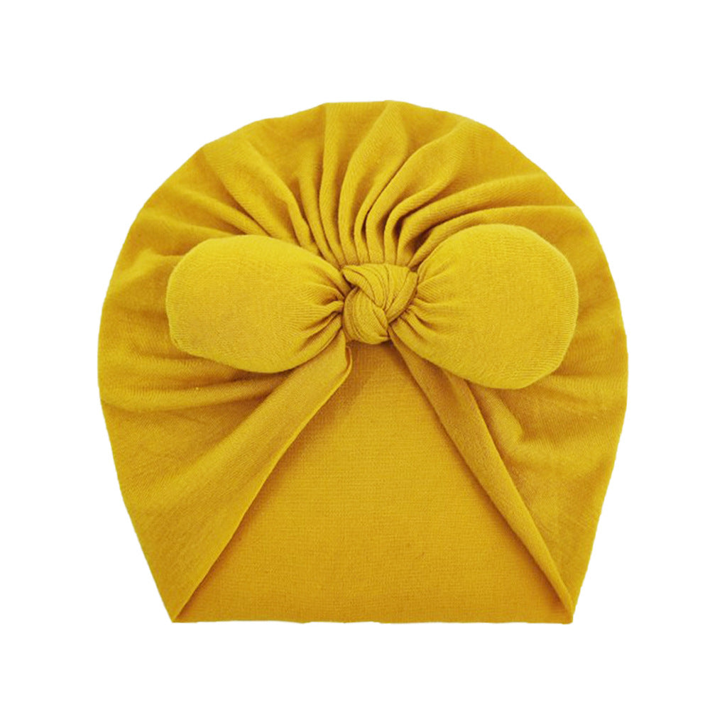 Newborn Cute Solid Color Bow Turban Cap