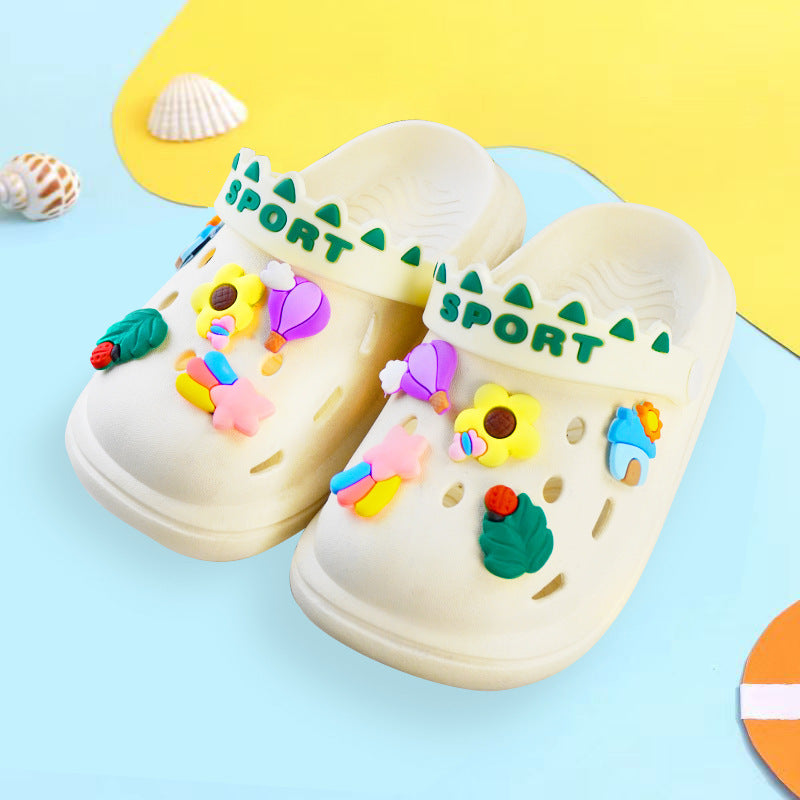 Children Kids Baby Fashion Girls Boys Cartoon Flower Rainbow Soft Sole Casual Clogs Slippers Shoes