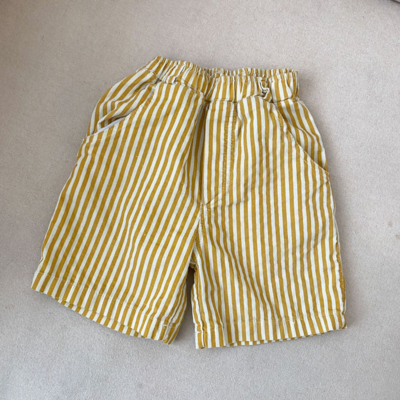 Kids Casual Stripe Elastic Loose Shorts