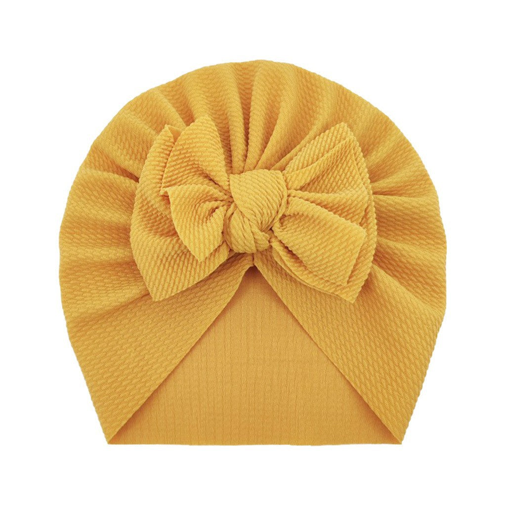 Newborn Cute Solid Color Bow Turban Cap