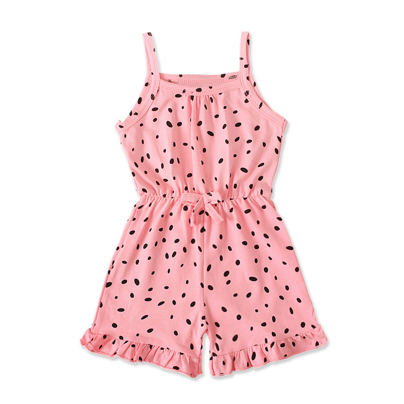 Toddlers Newborn Baby Fashion Girls Casual Basics Sleeveless Polka Dot Print Print Romper