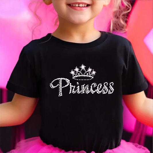 Kids Toddler Girls Casual Alphabet Print Short Sleeve T-Shirt