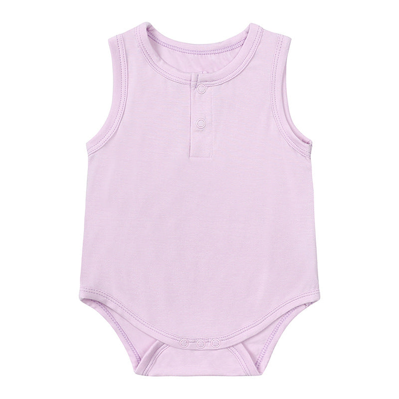 Kids Baby Boys Girls Casual Cute Solid Color Sleeveless Romper