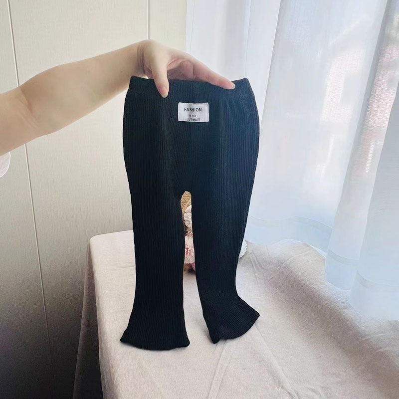 Spring And Autumn Thin Cotton Leggings Boys And Girls Rib-Knit Pants