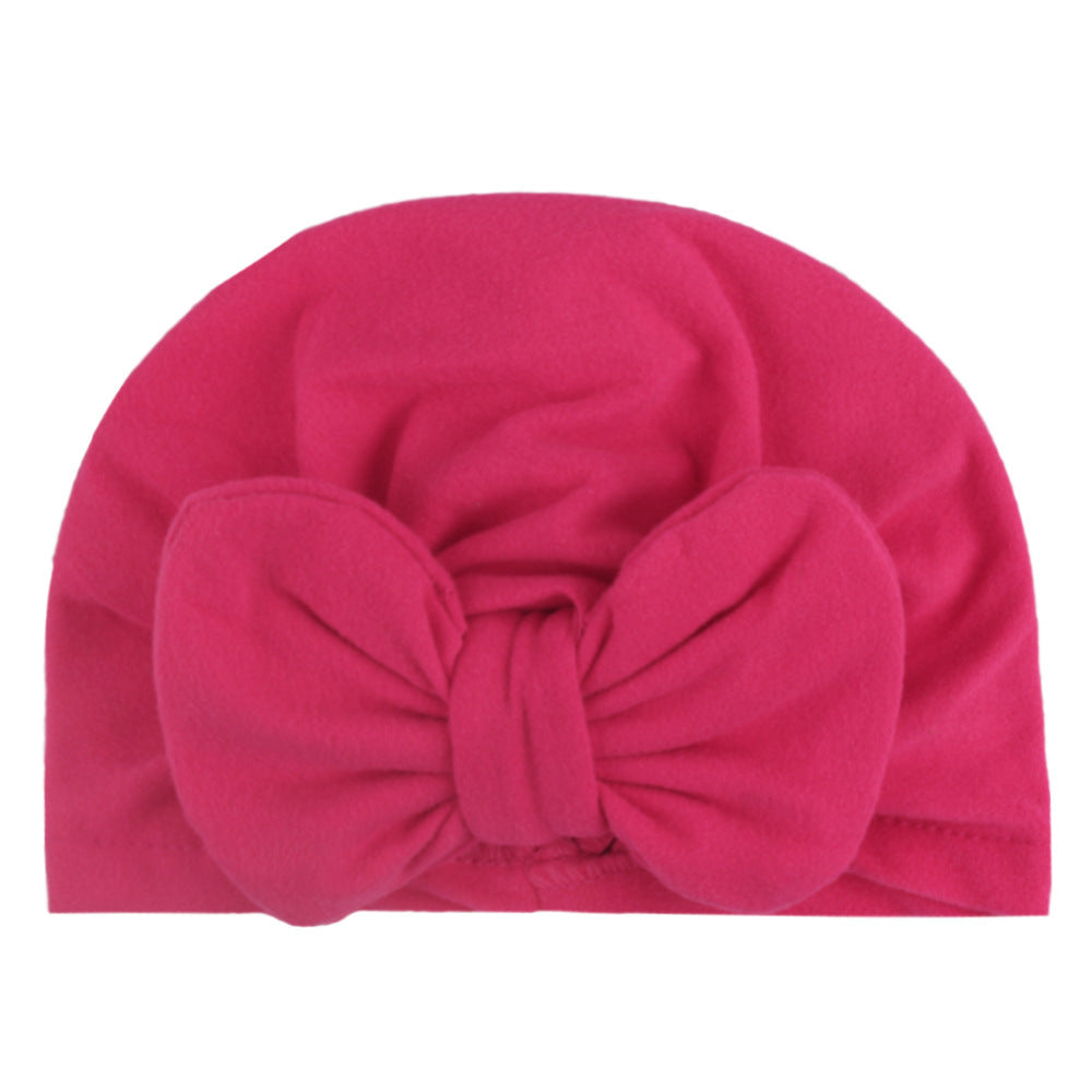 Newborn Cute Solid Color Bow Turban Cap