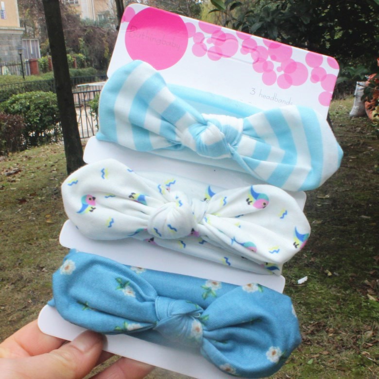 3piece/set Kids Basic All Over Print Bow Rabbit Ear Headband