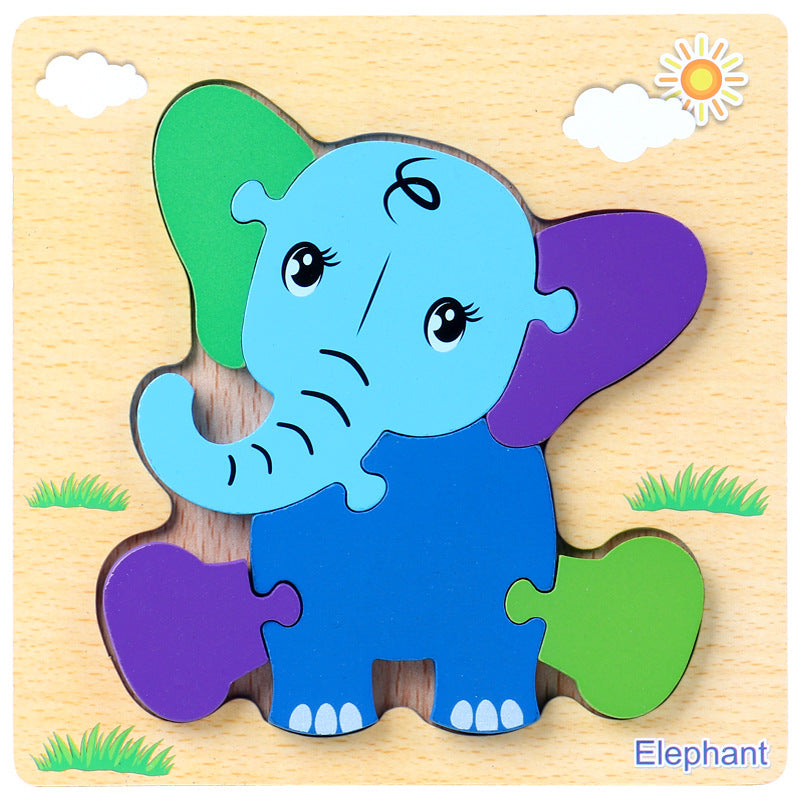 1-3 To Early Education Wooden Children'S Educational Cartoon Animal Three-Dimensional Puzzle