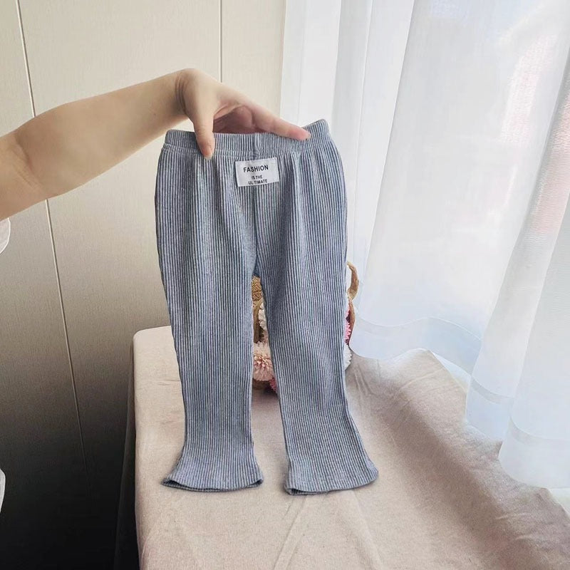 Spring And Autumn Thin Cotton Leggings Boys And Girls Rib-Knit Pants
