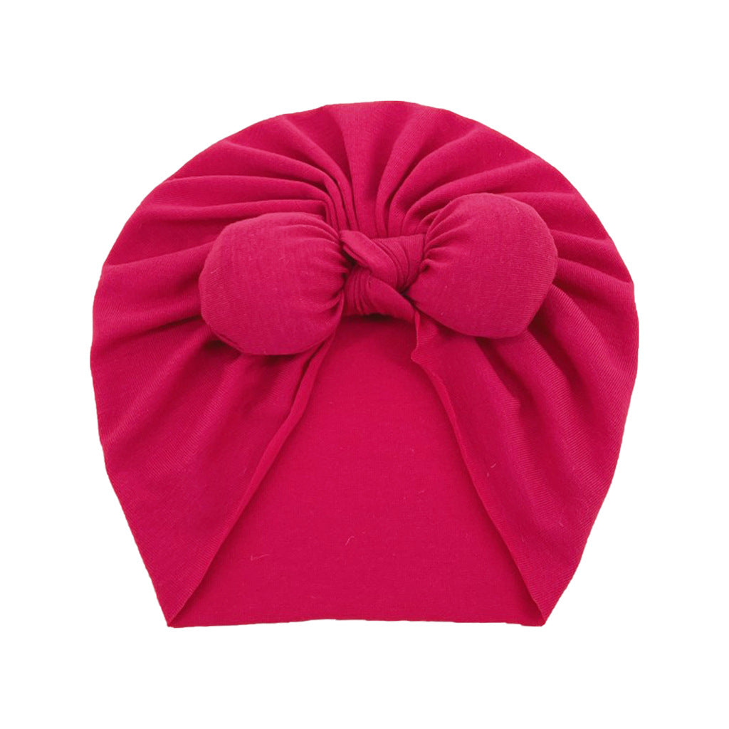 Newborn Cute Solid Color Bow Turban Cap