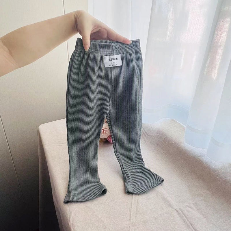 Spring And Autumn Thin Cotton Leggings Boys And Girls Rib-Knit Pants