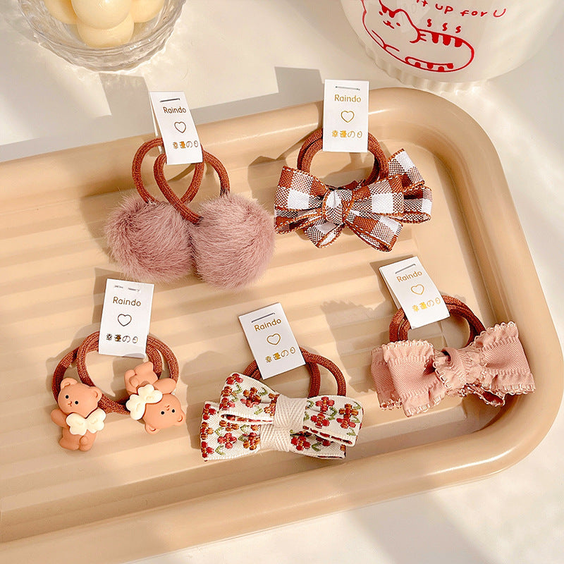 Kids Girls Cute Sweet Bow Hair Rings