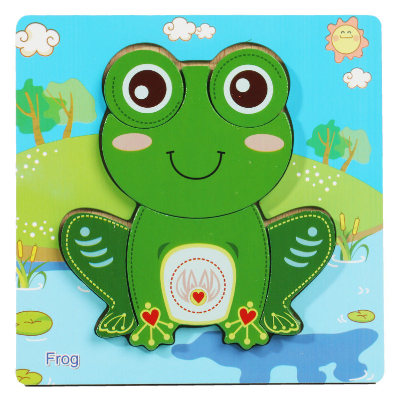 1-3 To Early Education Wooden Children'S Educational Cartoon Animal Three-Dimensional Puzzle