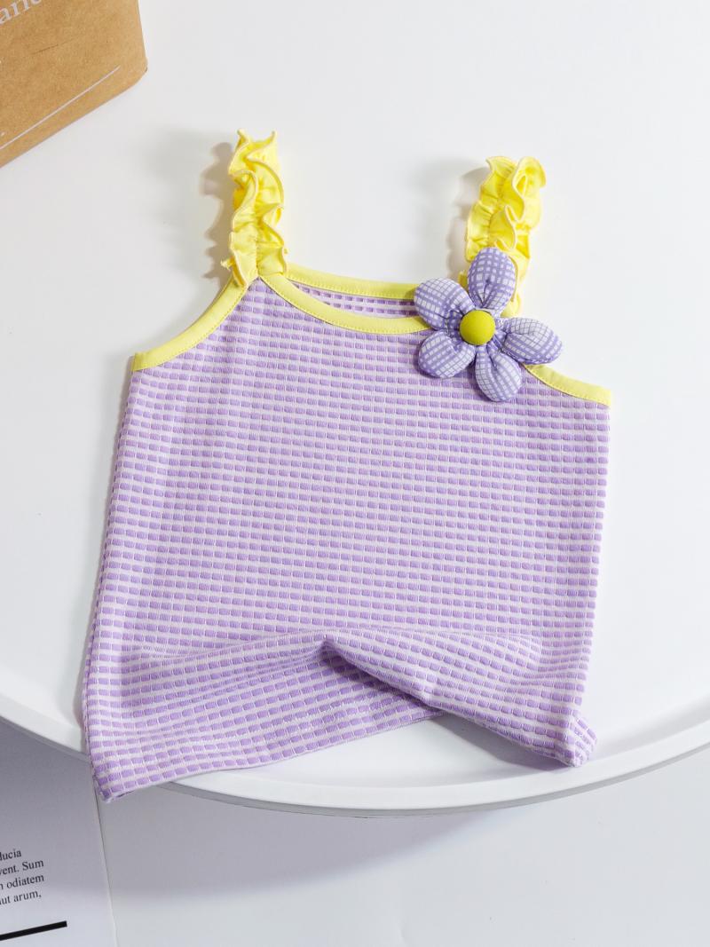 Children Kids Toddlers Girls Floral Stripe Sleeveless Camisole Vest