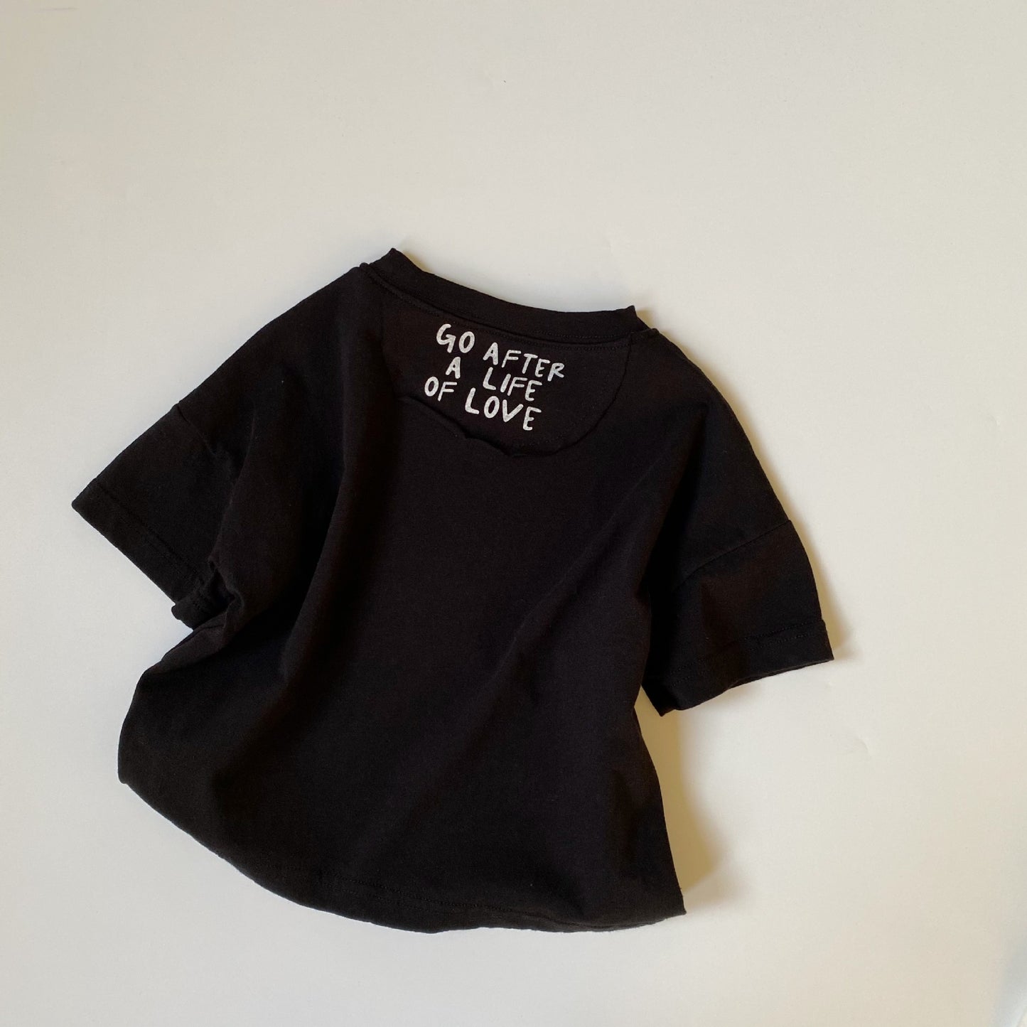 Kids Basic Round Neck Short Sleeve Letter Pattern Loose T-shirt