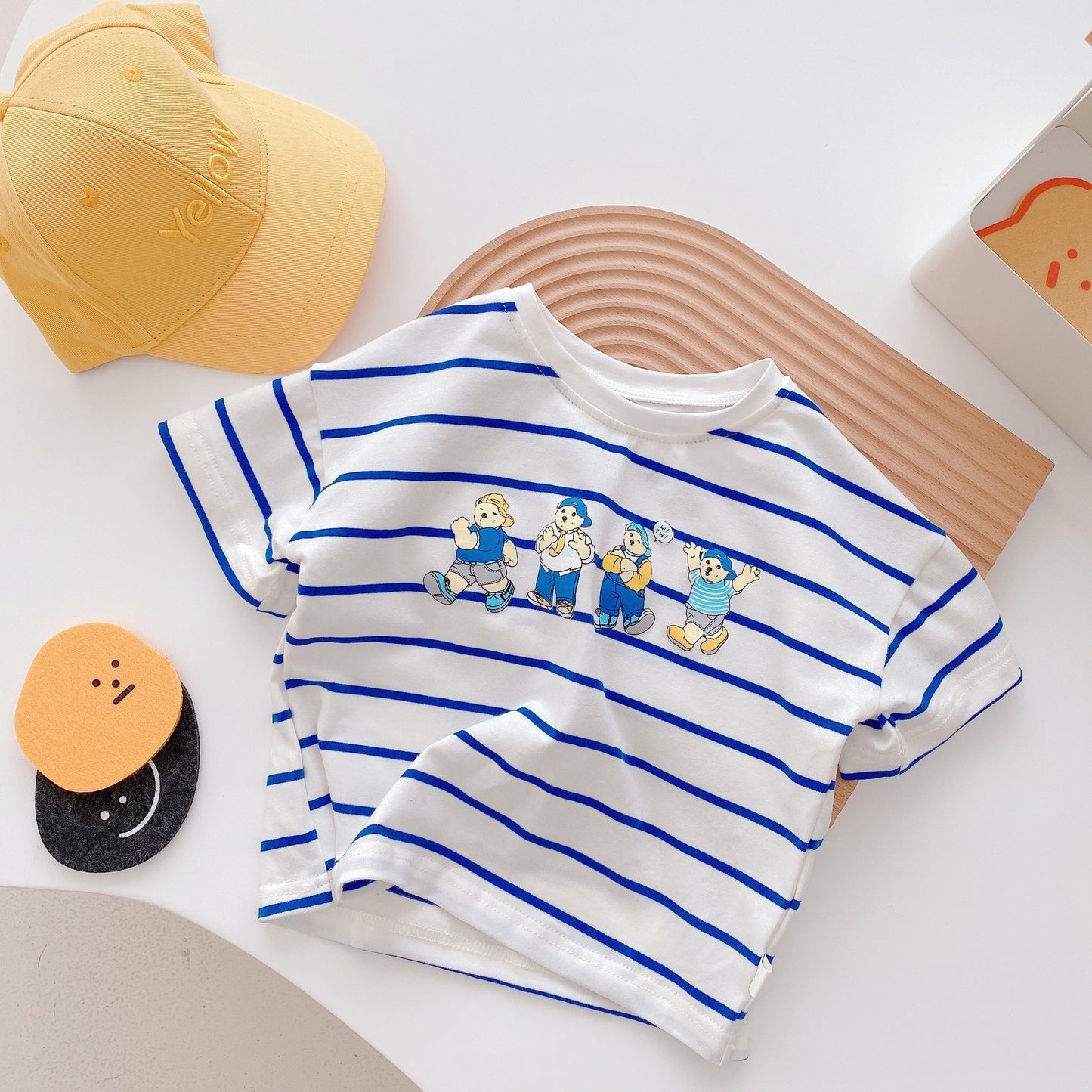 Kids Boys Casual Round Neck Short Sleeve Striped Loose T-shirt