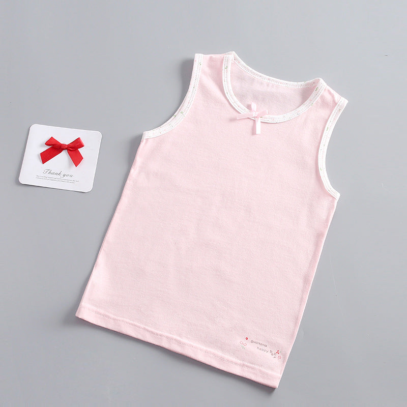 Kids Girls Basic Round Neck Sleeveless Soft Comfortable Vest